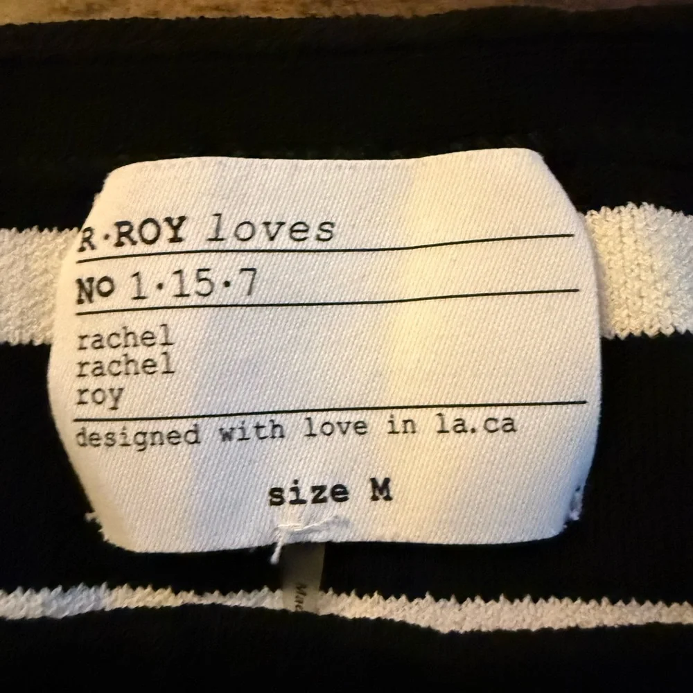 Sz M Rachel Roy Black and White Striped Knit Top - Picture 4 of 4